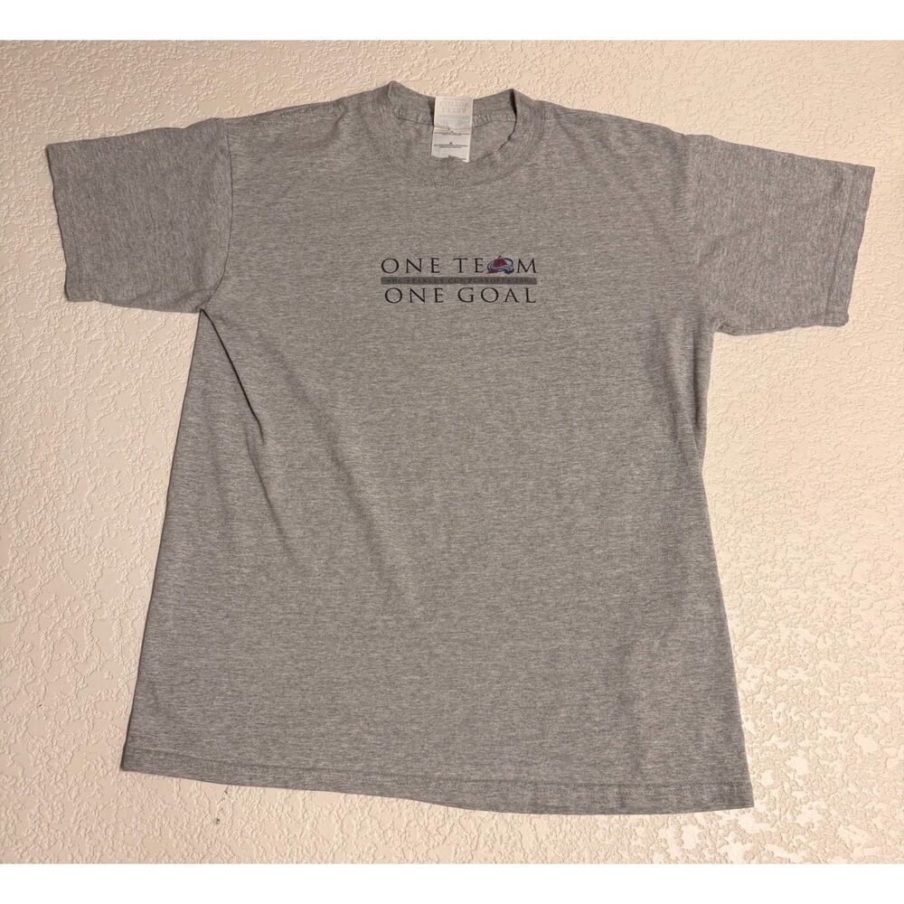 Vintage 2001 Colorado Avalanche Stanley Cup Playoffs T-Shirt Gray M NHL